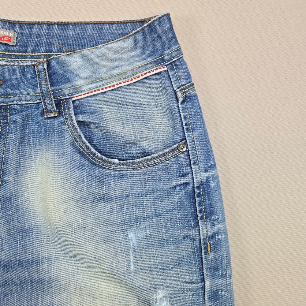 Cotton & Silk Jeans Distressed Straight Leg Medium Wash Blue Mens Size 50 IT - Picture 6 of 15